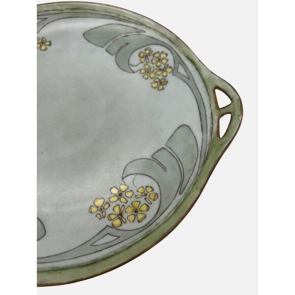 Handpainted HC Royal 1916 Decorative Plate By Eda Norvell 10.25" Green Floral - Picture 2 of 6